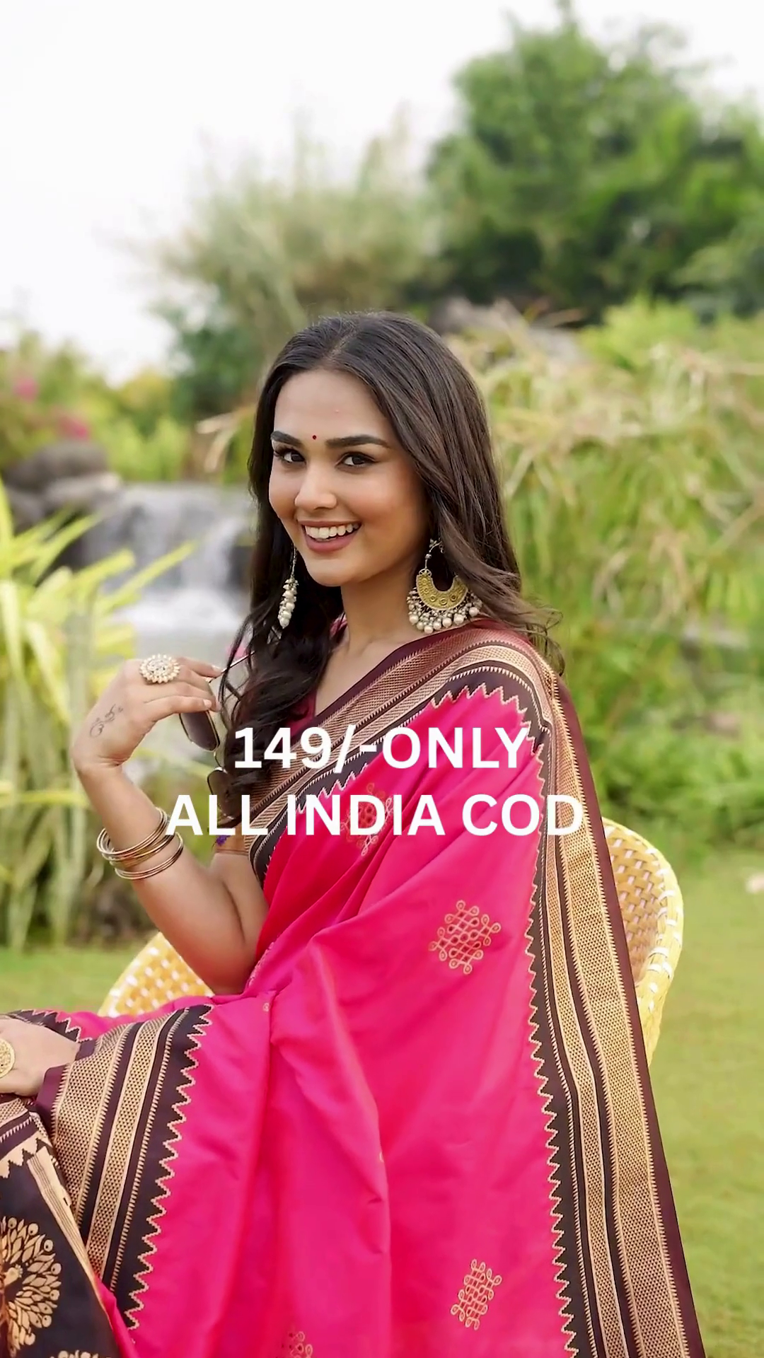 Pink Banarasi Style Traditional Saree - Image 6