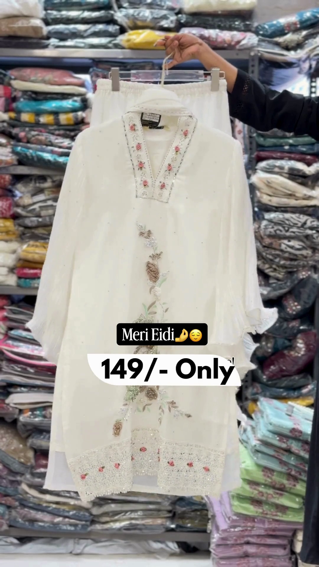 Eid Special Embroidered White Kurti Set - Image 3
