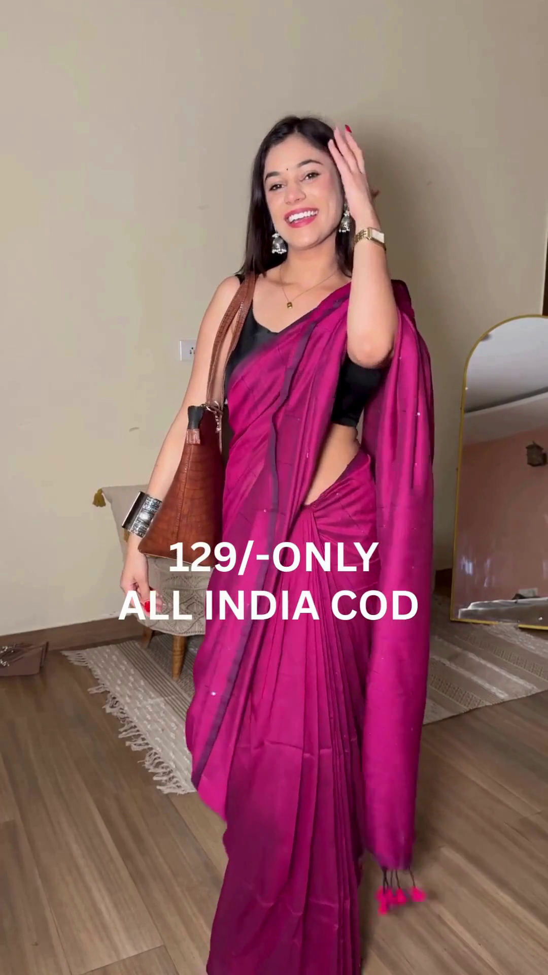 Golden Pink Party Wear Silk Saree