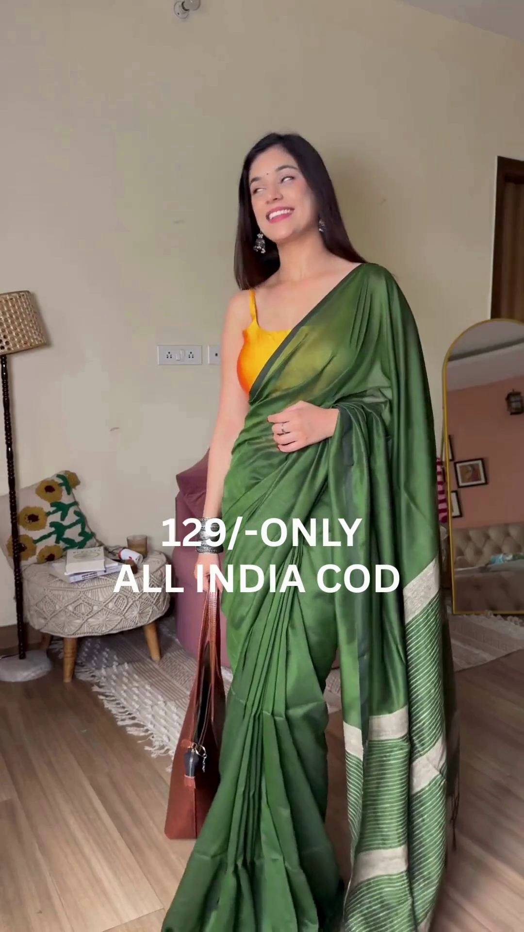 Golden Pink Party Wear Silk Saree - Image 4