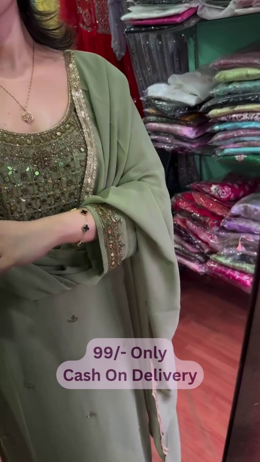Sage Green Designer Suit Set - Image 7