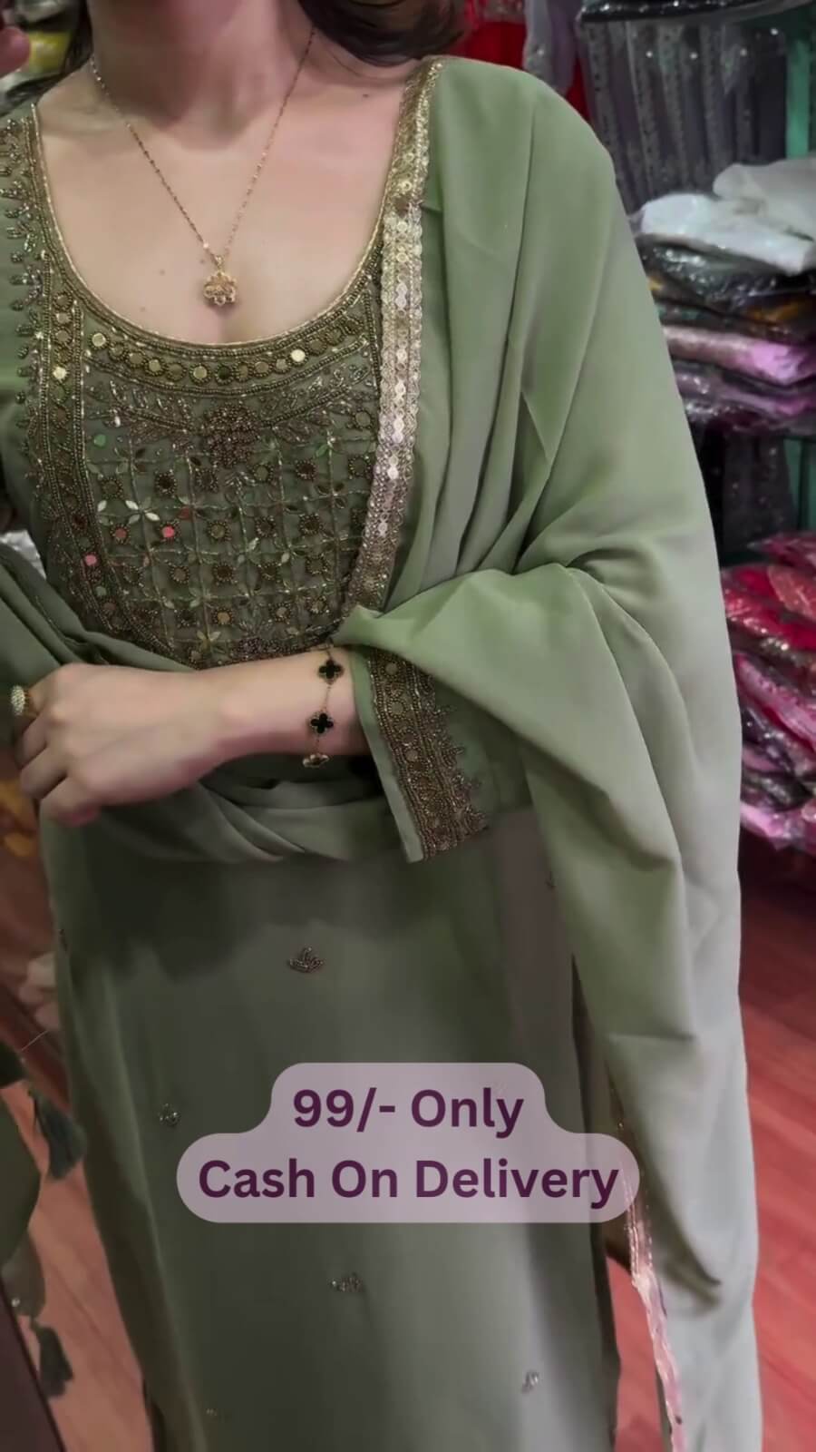 Sage Green Designer Suit Set - Image 4