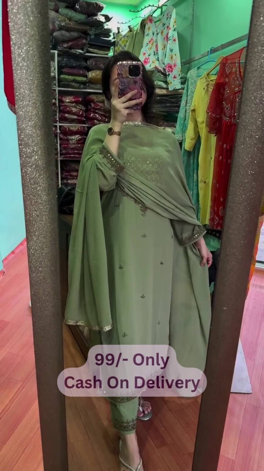 Sage Green Designer Suit Set - Image 3